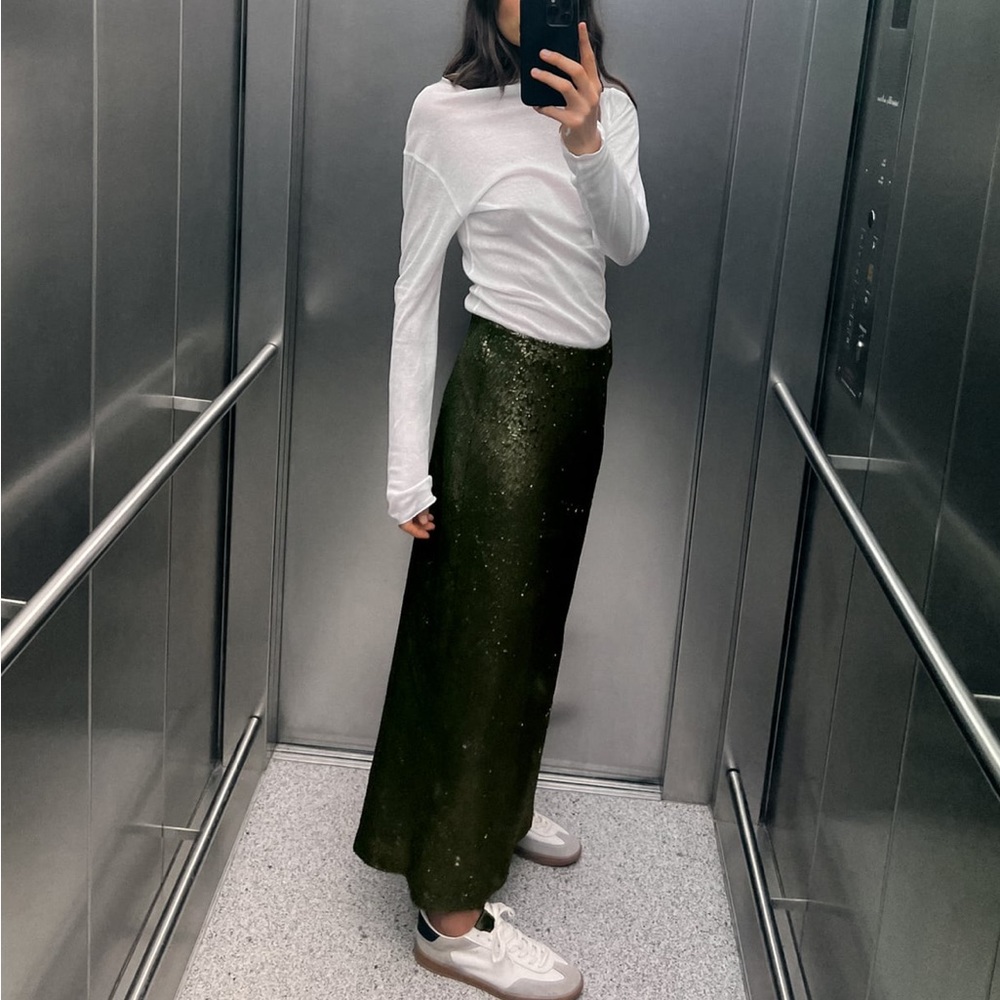 Sequin midi skirt